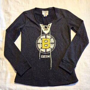 Boston Bruins women's size Medium black long sleeve shirt VGUC